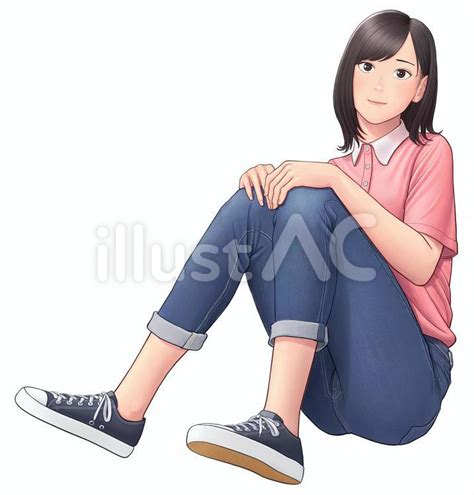 体育座りの女の子を描いたイラスト特集